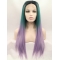 26'' Long Straight Without Bangs Lace Front Ombre/2 Tone Synthetic Women Wigs