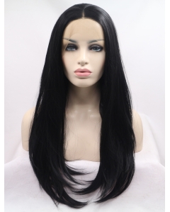 21" Long Straight Lace Front  Black Without Bangs  Synthetic Women Wigs 21" Long Straight Lace Front  Black Without Bangs  Synthetic Women Wigs