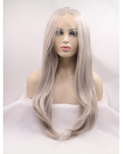 21'' Long Straight  Without Bangs Lace Front  Synthetic  Grey Women Wigs 21'' Long Straight  Without Bangs Lace Front  Synthetic  Grey Women Wigs