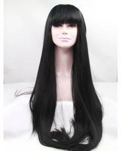 42'' Long Straight Lace Front With Bangs Black  Synthetic Women Wigs 42'' Long Straight Lace Front With Bangs Black  Synthetic Women Wigs