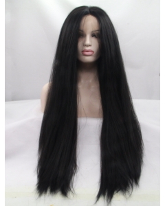 30'' Long Straight Without Bangs Lace Front  Black  Synthetic Women Wigs 30'' Long Straight Without Bangs Lace Front  Black  Synthetic Women Wigs