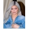 18'' Long Straight Without Bangs Synthetic Grey Capless Women Kylie Jenner Wigs