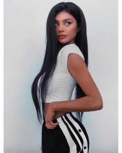Modern 20"Long Straight  Black Synthetic Lace Front Women Kylie Jenner Wigs Modern 20"Long Straight  Black Synthetic Lace Front Women Kylie Jenner Wigs