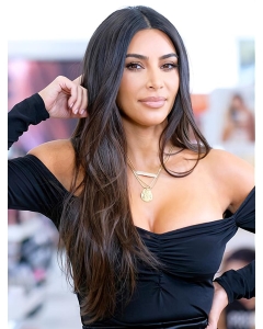 24" Long Straight Without Bangs Full Lace Synthetic Women Kim Kardashian Wigs  24" Long Straight Without Bangs Full Lace Synthetic Women Kim Kardashian Wigs