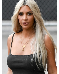 24" Long Straight Without Bangs Lace Front Synthetic Women Kim Kardashian Wigs  24" Long Straight Without Bangs Lace Front Synthetic Women Kim Kardashian Wigs