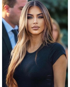26''  Long Straight Without Bangs Lace Front Blonde  Synthetic Women Kim Kardashian Wigs 26''  Long Straight Without Bangs Lace Front Blonde  Synthetic Women Kim Kardashian Wigs