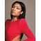  22" Straight Without Bangs Black Lace Front Remy Human Hair Long  Women Nicki Minaj Wigs