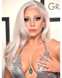 16'' Long Straight Lace Front  Without Bangs Grey Synthetic Lady Gaga Wigs 16'' Long Straight Lace Front  Without Bangs Grey Synthetic Lady Gaga Wigs