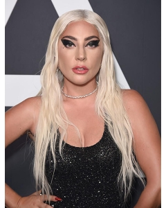 24'' Straight Without Bangs Platinum Blonde Lace Front Long Synthetic Lady Gaga Wigs 24'' Straight Without Bangs Platinum Blonde Lace Front Long Synthetic Lady Gaga Wigs