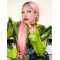 26'' Long Straight Without Bangs Pink Lace Front Long Synthetic  Lady Gaga Wigs