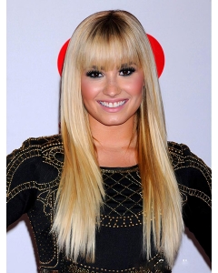 20" Stragitht Long With Bangs Capless  Blonde Synthetic Women Demi Lovato Wigs 20" Stragitht Long With Bangs Capless  Blonde Synthetic Women Demi Lovato Wigs