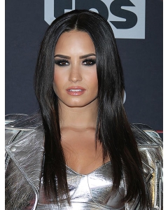 18" Lace Front Long Black Without Bangs Demi Lovato Wigs 18" Lace Front Long Black Without Bangs Demi Lovato Wigs