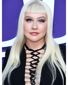 24" Capless Long Platinum Blonde With Bangs Christina Aguilera Wigs 24" Capless Long Platinum Blonde With Bangs Christina Aguilera Wigs
