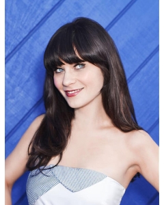 18" Long Straight With Bangs Full Lace  Black Synthetic  Women Zooey Deschanel Wigs 18" Long Straight With Bangs Full Lace  Black Synthetic  Women Zooey Deschanel Wigs