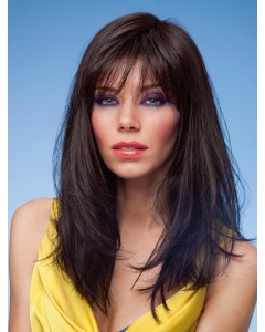 17'' Straight With Bangs Gorgeous Black Monofilament Long Synthetic Women Wigs 17'' Straight With Bangs Gorgeous Black Monofilament Long Synthetic Women Wigs