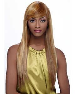 Polite Blonde Straight With Bangs Capless Long Synthetic Women African American Wigs Polite Blonde Straight With Bangs Capless Long Synthetic Women African American Wigs