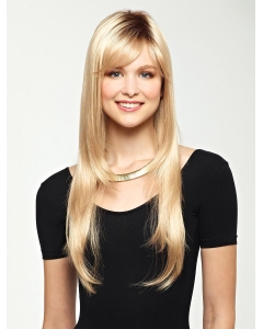 Trendy Blonde Straight With Bangs Capless Long Synthetic Women Wigs Trendy Blonde Straight With Bangs Capless Long Synthetic Women Wigs