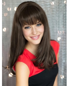 Brown Straight With Bangs Capless Synthetic Polite Long Women Wigs Brown Straight With Bangs Capless Synthetic Polite Long Women Wigs