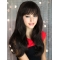 Gorgeous Black Straight With Bangs Capless Synthetic Long Women Wigs