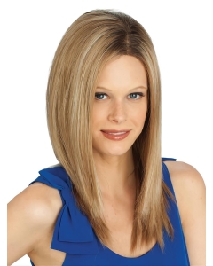18'' Blonde Straight Without Bangs Monofilament Lace Front Synthetic Long No-fuss Wigs For Cancer 18'' Blonde Straight Without Bangs Monofilament Lace Front Synthetic Long No-fuss Wigs For Cancer