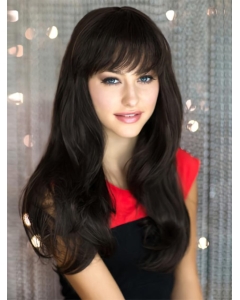 20'' Convenient Black Straight With Bangs Capless Remy Human Hair Long  Women Wigs 20'' Convenient Black Straight With Bangs Capless Remy Human Hair Long  Women Wigs