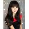 20'' Convenient Black Straight With Bangs Capless Remy Human Hair Long  Women Wigs