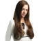 24'' Mature Brown Straight Without Bangs 100% Hand-Tied Monofilament Long Human Hair Women Wigs