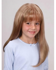 Great Blonde Straight With Bangs Monofilament Lace Front Long Synthetic Kids Wigs Great Blonde Straight With Bangs Monofilament Lace Front Long Synthetic Kids Wigs