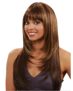 Polite Auburn Straight Layered With Bangs Capless Long Human Hair Wigs & Half Wigs Polite Auburn Straight Layered With Bangs Capless Long Human Hair Wigs & Half Wigs