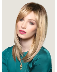 16'' Fashionable Blonde Straight With Bangs Long Lace Front Synthetic Women Wigs 16'' Fashionable Blonde Straight With Bangs Long Lace Front Synthetic Women Wigs
