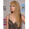Unique Blonde Straight  Layered With Bangs Capless Long Human Hair Taylor Swift Wigs