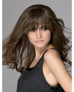 16'' Wavy With Bangs Monofilament Brown Synthetic High Quality Long Women Wigs 16'' Wavy With Bangs Monofilament Brown Synthetic High Quality Long Women Wigs