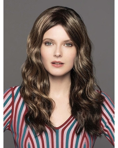 16" Wavy Without Bangs Brown Monofilament Lace Front  Long Synthetic Women Wig  16" Wavy Without Bangs Brown Monofilament Lace Front  Long Synthetic Women Wig