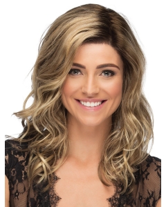 16" Wavy Without Bangs Monofilament Lace Front Blonde Long Synthetic Women Wigs 16" Wavy Without Bangs Monofilament Lace Front Blonde Long Synthetic Women Wigs