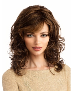 14" Long Wavy Brown Monofilament Fabulous Synthetic Women Wigs