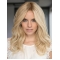 15'' Wavy Without Bamngs Platinum Blonde 100% Hand-Tied Monofilament Human Hair Women Wigs