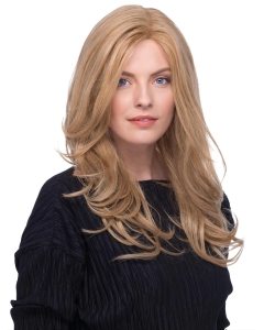 17‘’ Wavy Without Bangs Blonde 100% Hand-Tied Monofilament Long  Human Hair Wigs 17‘’ Wavy Without Bangs Blonde 100% Hand-Tied Monofilament Long  Human Hair Wigs