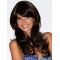 18" Wavy With Bangs Lace Front Black Synthetic Long Women Wigs