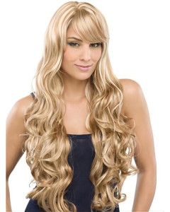 24'' Wavy With Bangs 100% Hand-Tied Monofilament Flexibility Remy Human Hair Blonde  Long Human Hair Wigs 24'' Wavy With Bangs 100% Hand-Tied Monofilament Flexibility Remy Human Hair Blonde  Long Human Hair Wigs