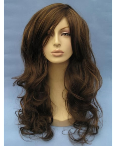 18'' Preferential Brown Wavy Without Bangs Capless Long Synthetic Beyonce Wigs