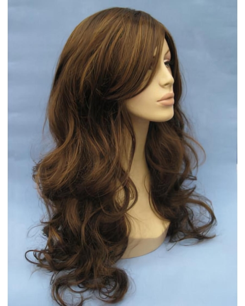 18'' Preferential Brown Wavy Without Bangs Capless Long Synthetic Beyonce Wigs