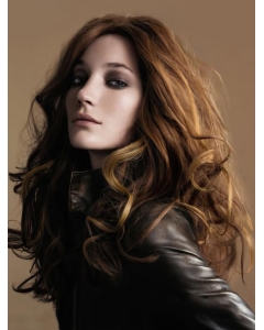 22'' Stylish Brown Wavy Without Bangs 100% Hand-Tied Monofilament Long Remy Human Hair Women  Wigs 22'' Stylish Brown Wavy Without Bangs 100% Hand-Tied Monofilament Long Remy Human Hair Women  Wigs