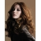 22'' Stylish Brown Wavy Without Bangs 100% Hand-Tied Monofilament Long Remy Human Hair Women  Wigs