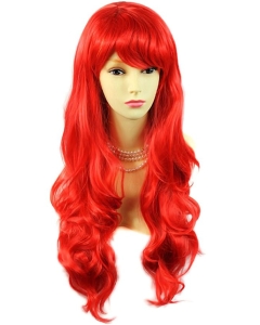 24'' Long Wavy With Bangs Capless Human Hair Red Women Wigs 24'' Long Wavy With Bangs Capless Human Hair Red Women Wigs