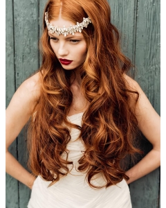 22'' Fashionable Long Wavy Capless Copper Wigs Human Hair Wigs 22'' Fashionable Long Wavy Capless Copper Wigs Human Hair Wigs