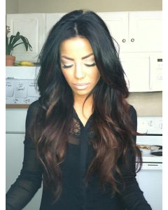 24'' Long Wavy Without Bangs Full Lace 100% Human Hair Ombre Color Wigs 24'' Long Wavy Without Bangs Full Lace 100% Human Hair Ombre Color Wigs