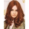 18'' Comfortable Long Wavy Without Bangs Capless Copper Human Hair Wigs