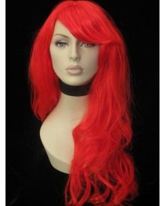 Bright Red Long Wavy Capless Human Hair Women Wigs Bright Red Long Wavy Capless Human Hair Women Wigs