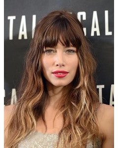 16''  Wavy With Full Bangs Lace Front Ombre Medium Brown Long  100% Human Hair Wigs 16''  Wavy With Full Bangs Lace Front Ombre Medium Brown Long  100% Human Hair Wigs