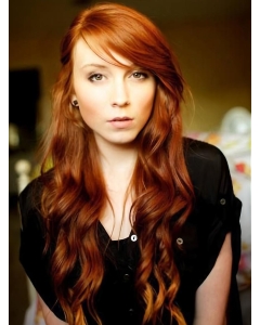 24'' Sleek Long Wavy Full Lace Copper Human Hair Wigs  24'' Sleek Long Wavy Full Lace Copper Human Hair Wigs